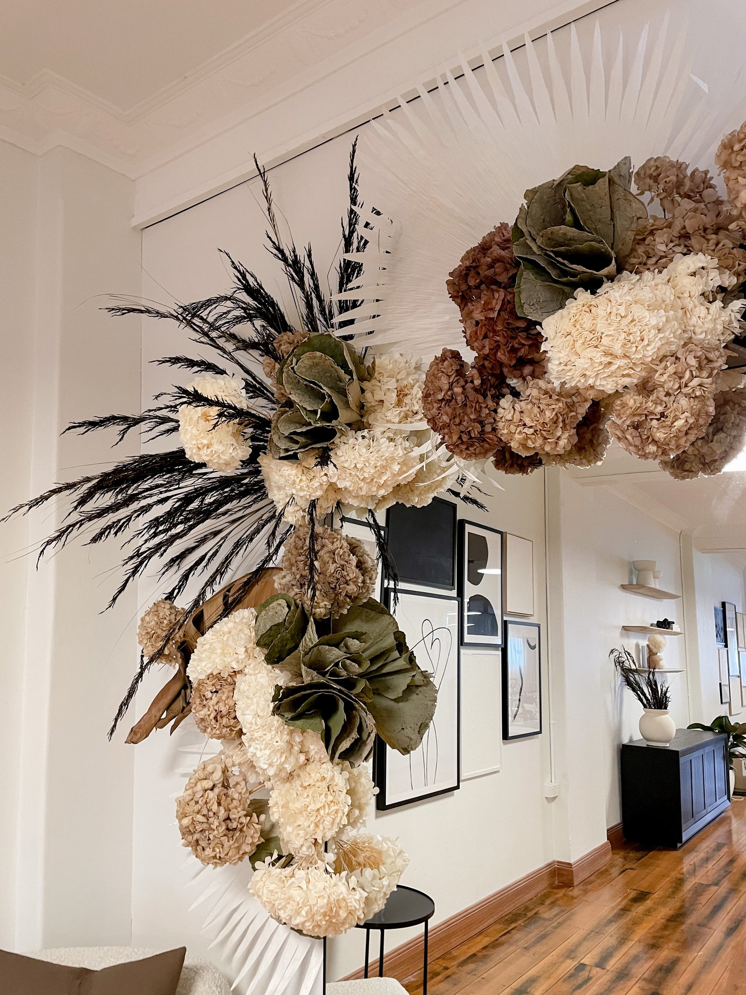 Large Dried Flower Wall Installation at Muse Pilates in Maitland. Created by Newcastle Dried Flower Co. 
