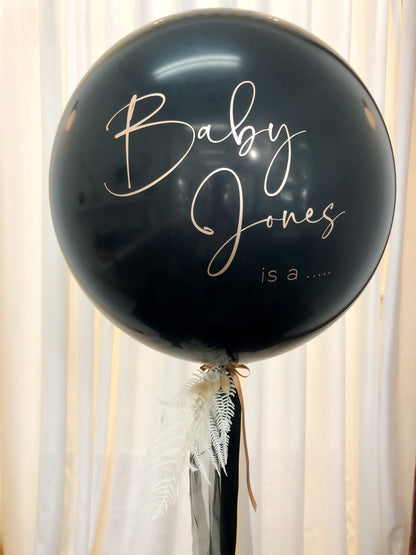 Black Custom Gender Reveal Balloon // by Newcastle Dried Flower Co