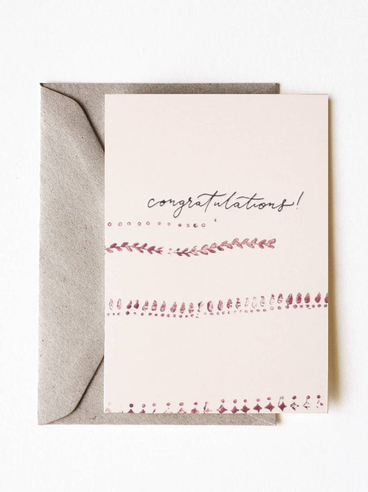Congratulations Block Printed Greeting Card
