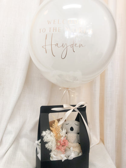 New Baby Balloon & Posy // With Optional Soft Toy